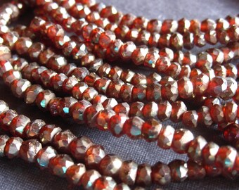 Golden Garnet faceted semiprecious gemstone rondelles - 6 inches - 3.5mm X 2.5mm
