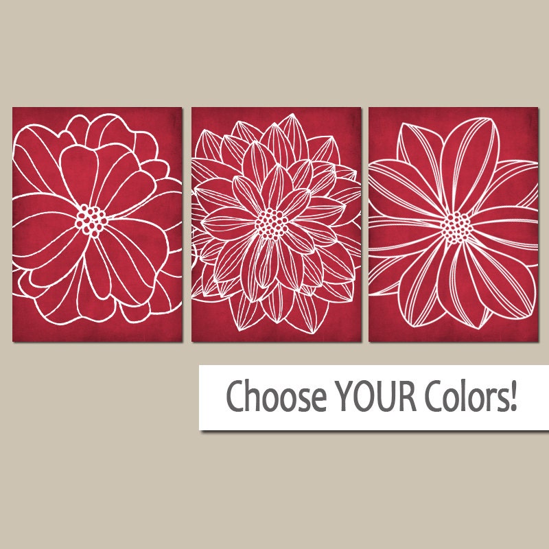 WALL ART CANVAS or Prints Red Bathroom Pictures Home Decor