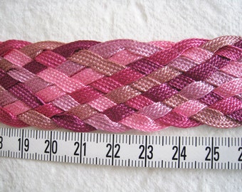 3 to 6 yards OOAK Jumbo Gimp Braid Trim Ribbon Woven Stripe 1 1/8 inch or 30mm Width - Choose Your Own Yards - Pink and Purple