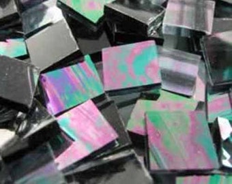 Mini Black Iridescent Stained Glass Mosaic Tiles