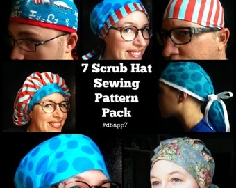 Scrub Hat Sewing Pattern tutorial DIY 7 surgical scrub cap sewing instructions PDF Instant Download #dpapp7