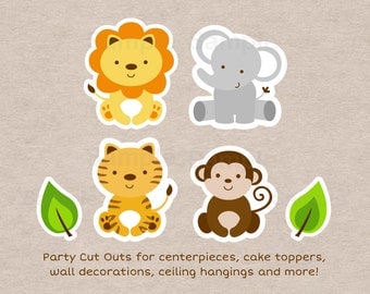 Safari Animal Cut Outs / Safari Baby Shower / Jungle Animal Baby Shower / Safari Animal Decorations / Printable INSTANT DOWNLOAD A100