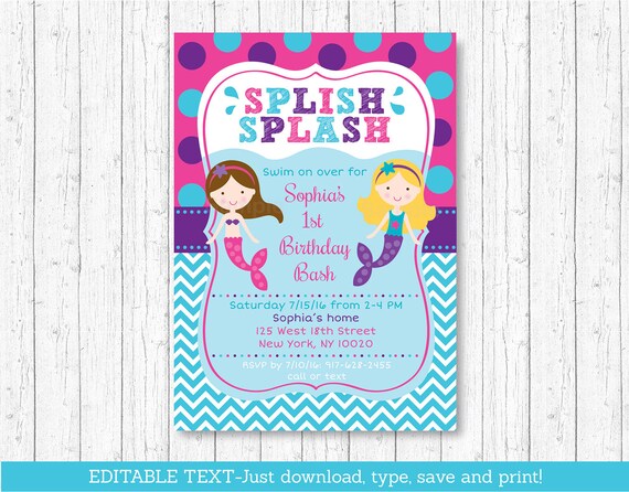 Mermaid Pool Party Invitations 8