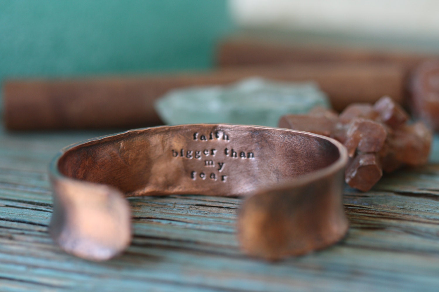 Copper wide extra thick Cuff bracelet with sterling silver
