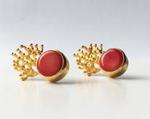 Small Coral Reefs Earrings in Gold Vermeil sterling silver