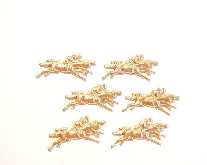 6 Brass Double Racing Horse Stampings