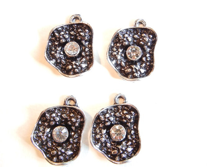 4 Abstract Floral Charms Faux Pearls Rhinestones