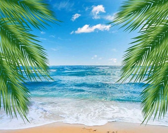 Tropical beach 8ft x 8ft Backdrop Computer Printed Photography