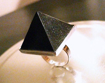 The Original SupHerOrgone Orgone Pyramid Ring or Necklace- Black Shimmer