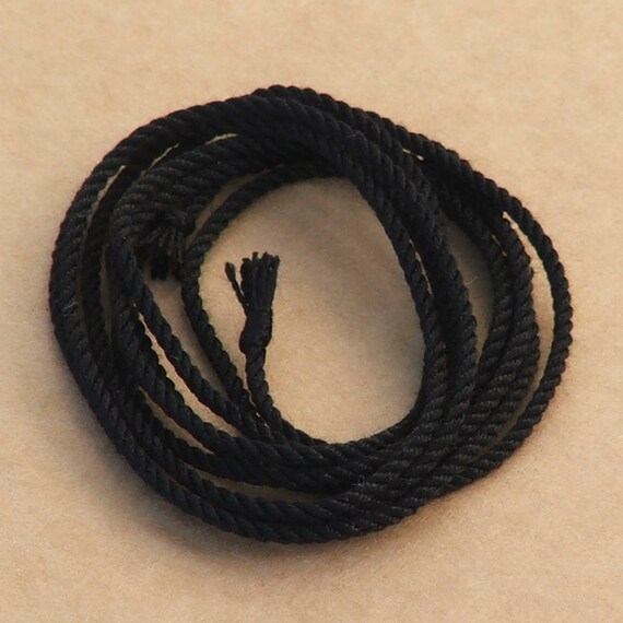 Black handmade silk cord 1mm 1 yard/1 metre