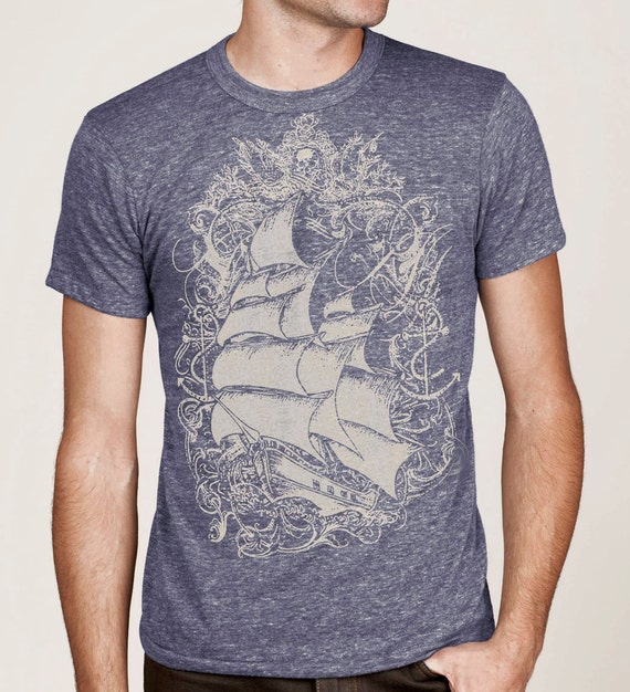 Pirate Ship T-shirt Nautical T shirt Vintage Sailing Ship