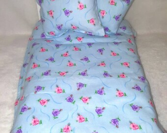 American Girl Blue Floral Fleece Sheet Set