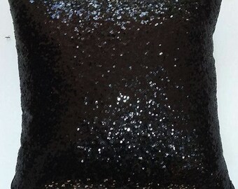Black Sequin pillow. glitter pillow. 22 inches. throw pillow. luxury pillow. elegant pillow. decorative pillow.