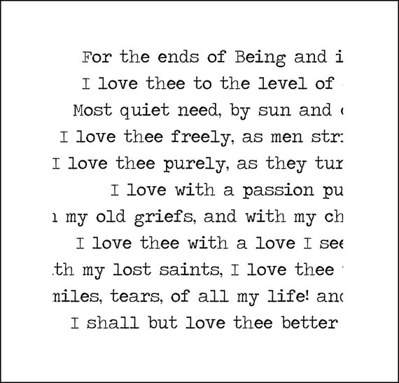 Printable Love Poem 'How do I Love Thee' Elizabeth