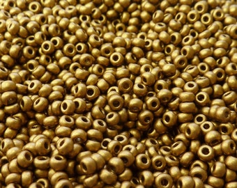 8/0 SILKY Old Brass Czech Glass Seed Beads 10 Grams (CS19)
