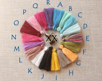 FOUR Tassels, COTTON tassels, earring tassels, colorful tassles for jewelry, bracelets, pompon, 32mm mini tassels, FOUR small tassles