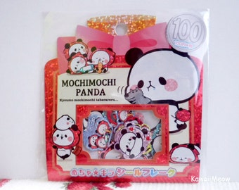 Kamio Japan Sticker Flakes - Mochimochi Panda - 50 Pieces (46390)