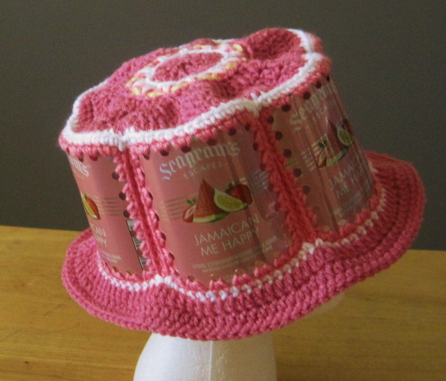 Crocheted Wine Cooler Can Hat Seagram's Jamaican Me