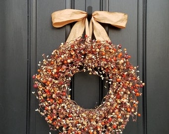 Autumn Harvest, Fall Berry Wreath, Harvested Berries, Fall Wreaths, Autumn Decor, Berry Wreaths