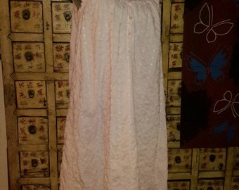 Gown Pink Eyelets Lace Nightgown Small Boudoir Romantic Sleepwear by AntiquesandVaria