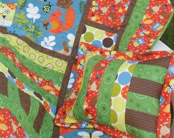 Baby Quilt Pattern - Forest Frolic - PDF INSTANT DOWNLOAD - Crib Size with Pillow