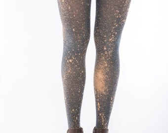 Limited edition, gray cotton tights printed in a splash, one size