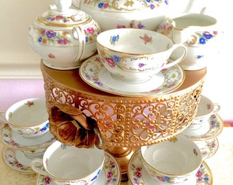 Dresden tea set-Dresden Schuman - bavarian china tea set-bavarian tea set-perfect tea set-floral tea set-fancy tea set-elegant tea set