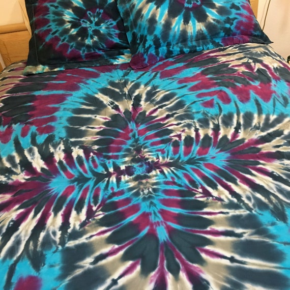 TieDyed FULL/QUEEN Comforter Cover Set Turq. Purple Navy