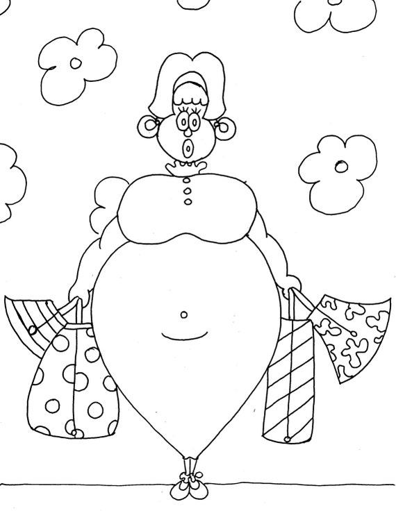 About to Pop Funny Adult Coloring Page by Chubby Art