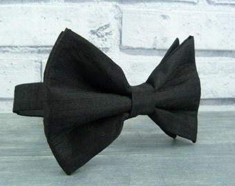 Oversized Bow Tie Black Cotton Velvet Mens Large Bow Tie