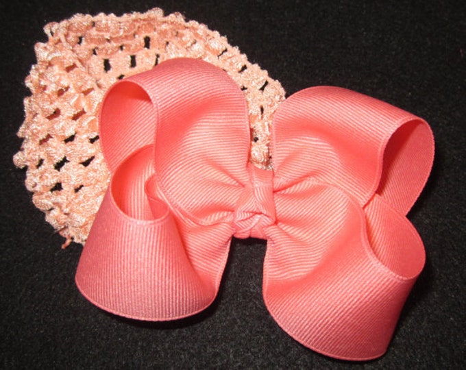 Coral Hair Bow, Baby Girls Headband, Boutique Bows, Girls Hair Bows, Baby Headband, Girls Clips, Coral Hair Bow, 3.5 inch Bow, Bowband