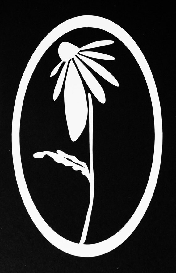 Cone Flower in Circle Decal or Stencil