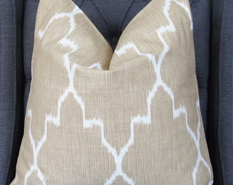 Taupe Ikat Pillow, Taupe Geometric Pillow Cover, Decorative Pillow, Throw Pillow, Toss Pillow, Sofa Pillow, Home Decor, Home Furnishing