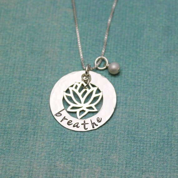 BREATHE Lotus Necklace Yoga Jewelry Lotus Flower Necklace