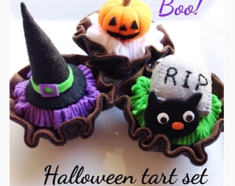 Etsy Pretend Felt food Playfood  Halloween Tart 3pc