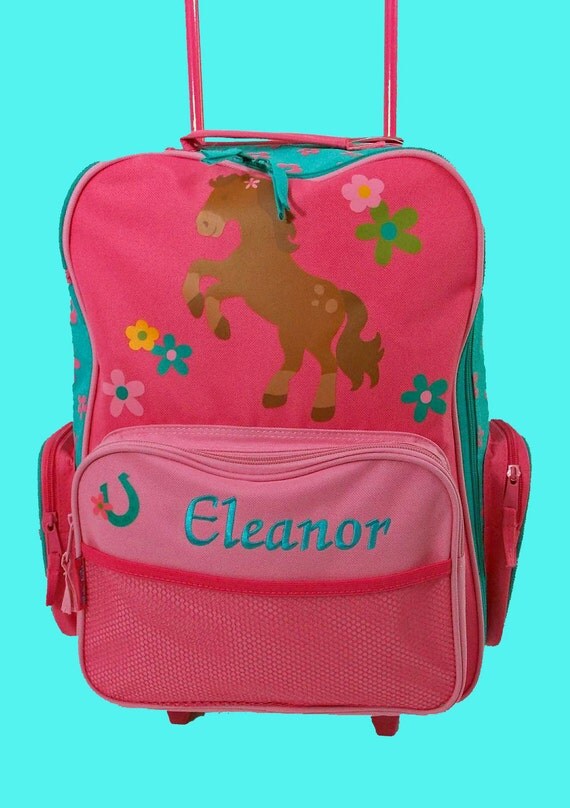 Personalized Stephen Joseph Rolling Luggage HORSE GIRL Themed for Children-Full Monoframming Instructions Required To Complete Your Order