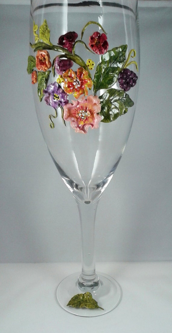 Items similar to Unique glass vase in the shape of a wine glass with