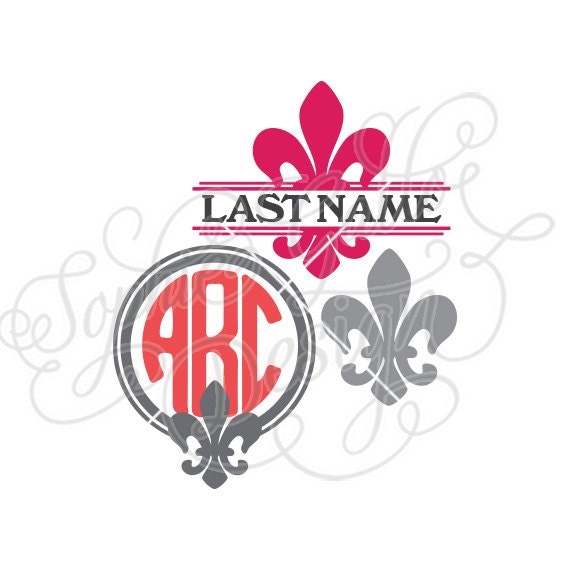 Download Gothic Fleur De Lis Monograms SVG & DXF digital download files