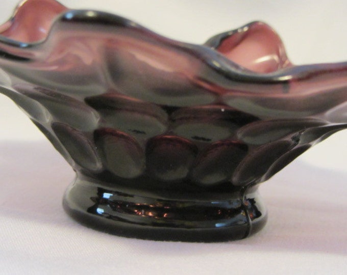 Purple Glass Bowl, Purple Glassware, Purple Ash Tray, Dimple Glassware, Vintage Dimple Glass Bowl, Candy Dish, Nut Bowl, Accent Bowl