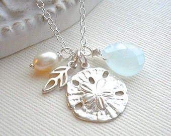 Sterling Silver Sand Dollar Necklace, Mediterranean Jewelry, Charm Necklace, Sand Dollar Pendant, Gift for Her, Nautical Beach Wedding