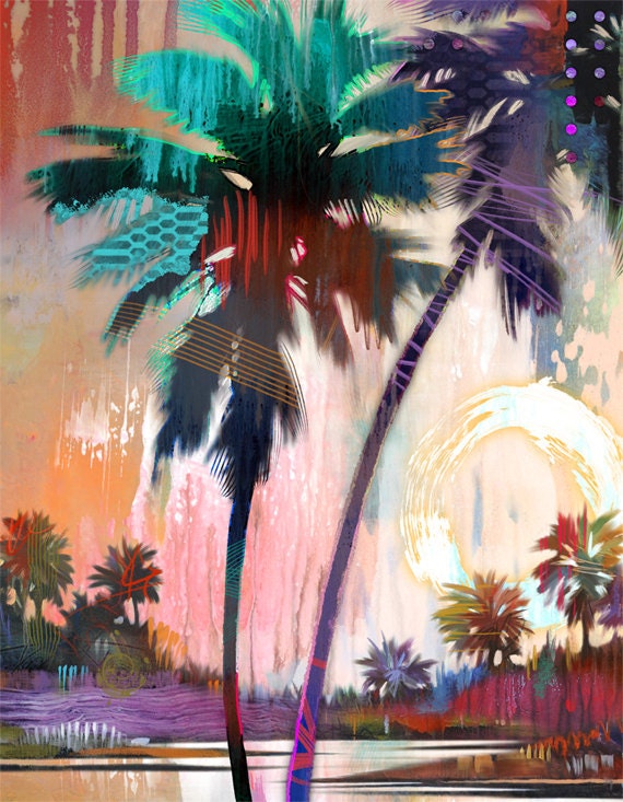 Abstract Palm Tree Painting PALM TREE COLORS Florida Palm