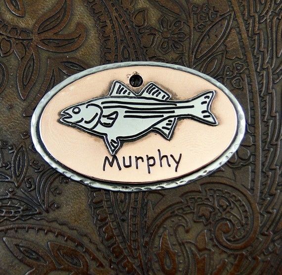 Bass Custom ID Pet Tag Handmade Dog Collar by IslandTopCustomTags