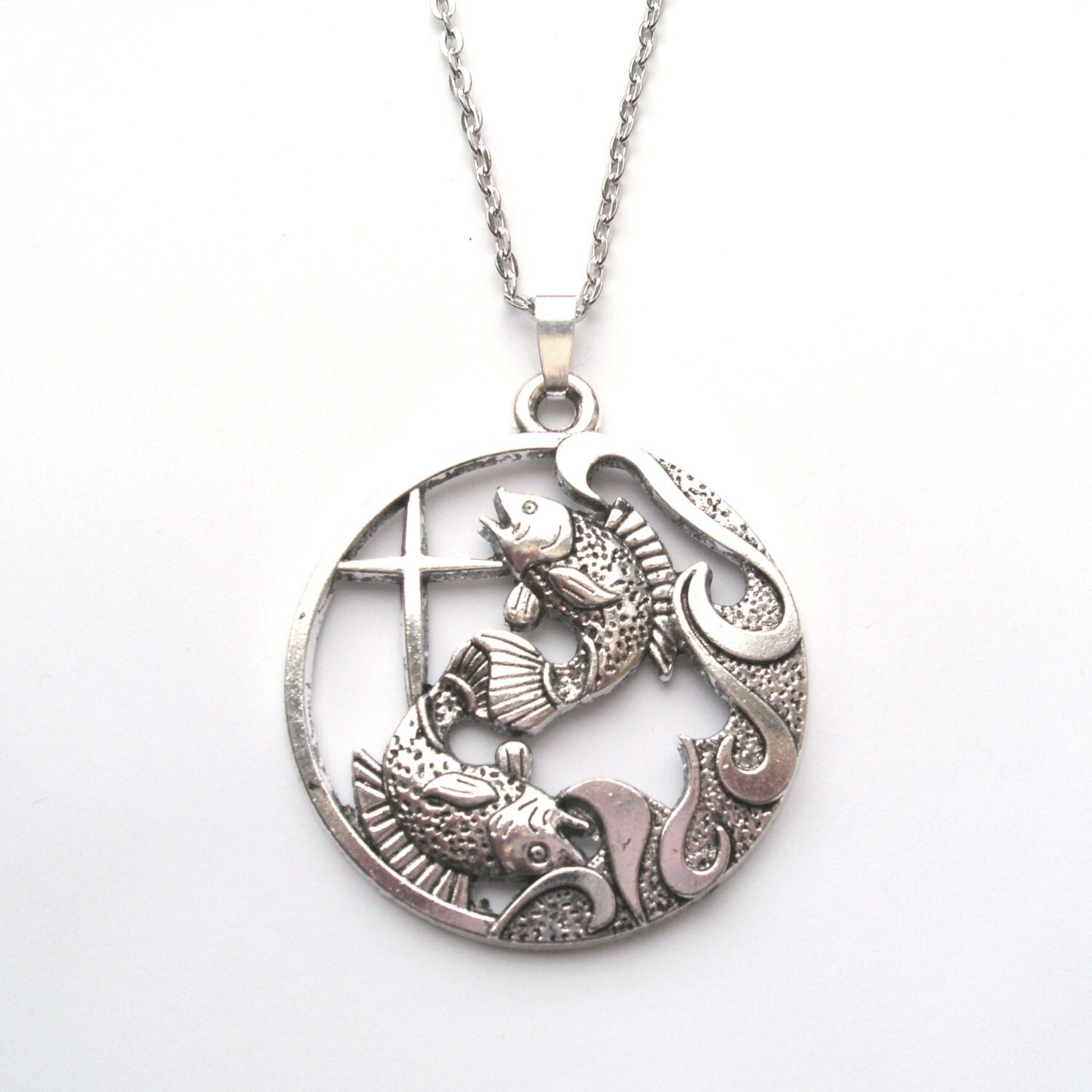 Big Pisces Necklace Large Zodiac Pendant Statement Necklace