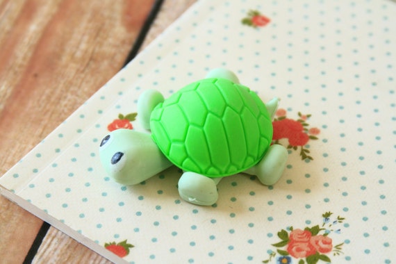 Green Little TURTLE Eraser by LemonCatShop on Etsy