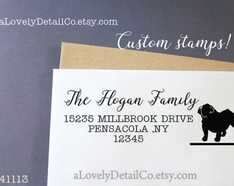 address stamp Bulldog custom stamp address Custom Rubber stamp Self ink Return Address Signature Stamp great gift