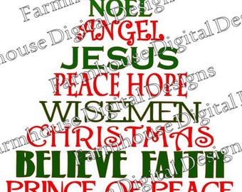 Savior Christmas Tree .SVG/.DXF/.PNG for use w/ Silhouette Studio and other Cutters -- Instant Download