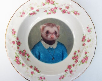 Portrait Bowl.   Juliet Ferret, School Portrait  6"