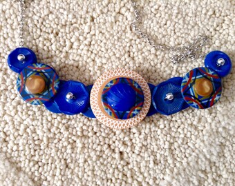 Bohemian Rhapsody in Blue button necklace