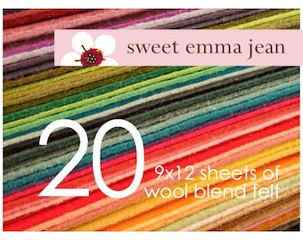 FELT - Wool Felt Sheets - Choose Any Twenty (20) - Wool Blend Felt