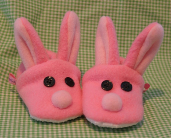 pink bunny slippers by jdbaby on Etsy